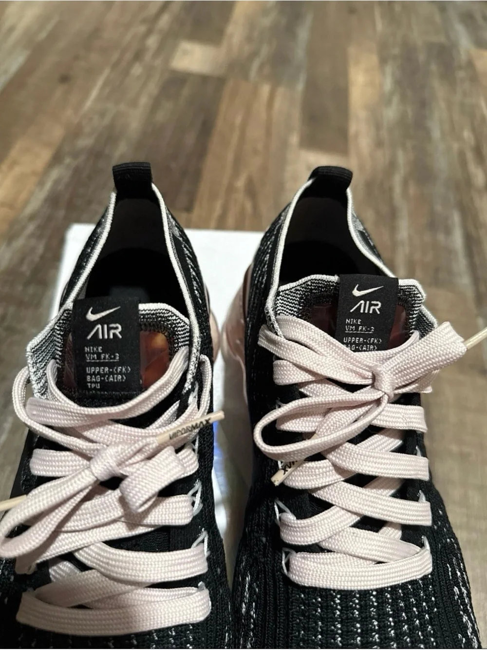 Nike Women’s VaporMax Flyknit Sneakers — Black and Light Pink